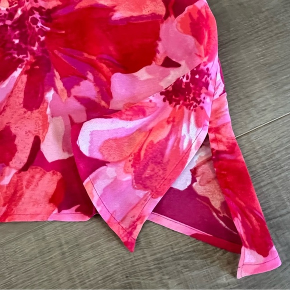 Maggie Barnes 1X Floral Sheer Pink V Neck Beaded Top Fairy Whimsical Tunic‎ Work - Picture 11 of 12